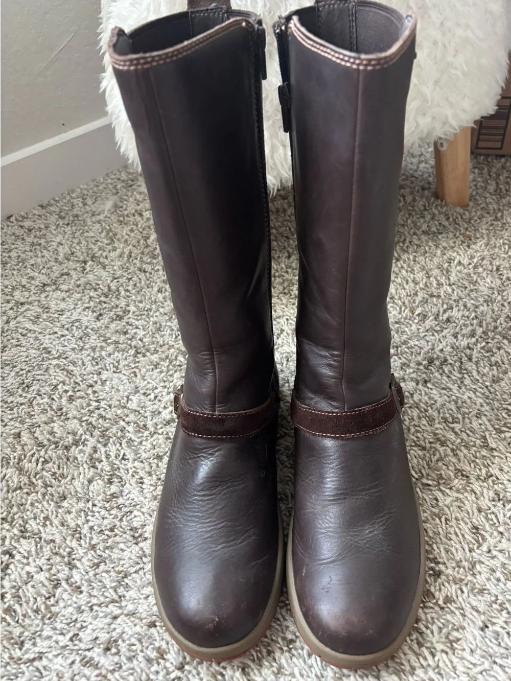 Women Brown Waterproof Mid-Calf Boot Buckle chaco Mara brown leatger 7.5 8 mint
